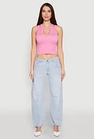Womens Seamless Cut Out Cropped Tank Top,