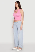 Womens Seamless Cut Out Cropped Tank Top,
