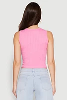 Womens Seamless Cut Out Cropped Tank Top, Pink,