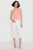 Womens Lettuce Edge Seamless Tube Top, S-M