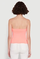 Womens Lettuce Edge Seamless Tube Top, Pink, Size S-M