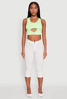 Womens Cut Out Front Seamless Cropped Tank Top,