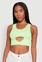 Womens Cut Out Front Seamless Cropped Tank Top,