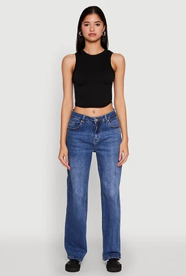 Womens Seamless Crew Neck Cropped Tank Top,