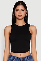 Womens Seamless Crew Neck Cropped Tank Top,