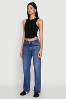 Womens Seamless Crew Neck Cropped Tank Top,