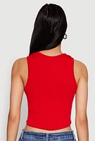 Womens Seamless Crew Neck Cropped Tank Top, Red, Size S-M