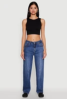 Womens Textured Knit Seamless Cropped Tank Top, Black,