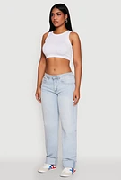 Womens Textured Knit Seamless Cropped Tank Top, White, Size L-XL