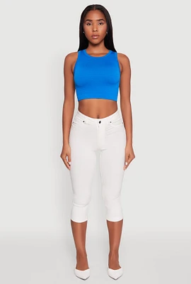 Womens Textured Knit Seamless Cropped Tank Top,