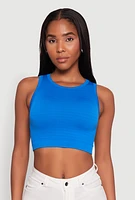 Womens Textured Knit Seamless Cropped Tank Top,