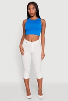 Womens Textured Knit Seamless Cropped Tank Top,