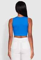 Womens Textured Knit Seamless Cropped Tank Top,