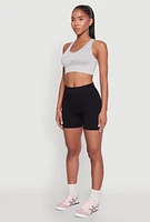 Womens Cut Out Detail Seamless Racerback Sports Bra, Grey, Size L-XL