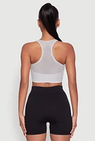 Womens Cut Out Detail Seamless Racerback Sports Bra, Grey, Size L-XL