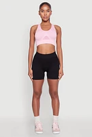 Womens Cut Out Detail Seamless Racerback Sports Bra, Purple, Size S-M