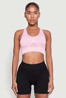 Womens Cut Out Detail Seamless Racerback Sports Bra, Purple, Size S-M