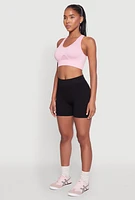 Womens Cut Out Detail Seamless Racerback Sports Bra, Purple, Size S-M
