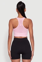 Womens Cut Out Detail Seamless Racerback Sports Bra, Purple, Size S-M