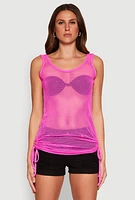 Womens Fishnet Drawstring Sides Tank Top,