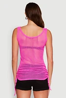 Womens Fishnet Drawstring Sides Tank Top,