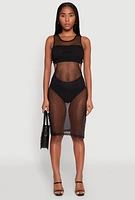 Womens Mesh Side Slit Cut Out Maxi Top, Black, Size XL