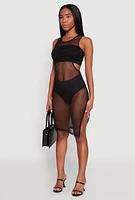 Womens Mesh Side Slit Cut Out Maxi Top, Black, Size XL