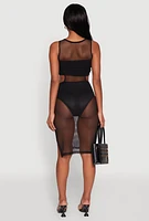 Womens Mesh Side Slit Cut Out Maxi Top, Black, Size XL