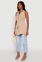 Womens Crepe Knit Tiered Tunic Top, Beige,