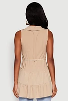 Womens Crepe Knit Tiered Tunic Top,
