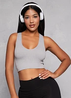 Womens Rib Knit Seamless Crop Top, S-M