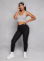 Womens Rib Knit Seamless Crop Top, S-M