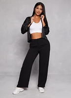 Womens Rib Knit Seamless Crop Top, White, Size M-L