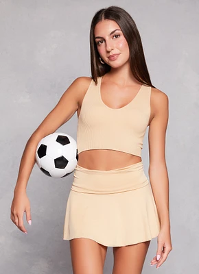 Womens Rib Knit Seamless Crop Top, M-L