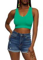 Womens Rib Knit Seamless Crop Top,