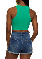 Womens Rib Knit Seamless Crop Top,