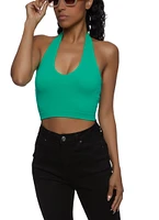Womens Seamless Halter Neck Crop Top,