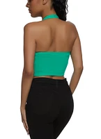 Womens Seamless Halter Neck Crop Top,