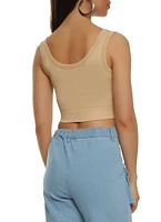 Womens Ribbed Knit Seamless Cropped Tank Top