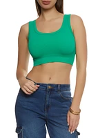 Womens Ribbed Knit Seamless Crop Top, S-M