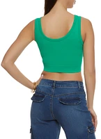 Womens Ribbed Knit Seamless Crop Top, S-M