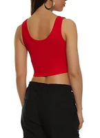 Womens Ribbed Knit Seamless Crop Top, Red, Size S-M