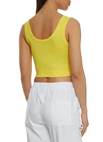 Womens Ribbed Knit Seamless Cropped Tank Top, Yellow, Size M-L