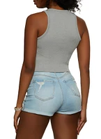 Womens Seamless Ribbed Racerback Tank Top, Grey, Size S-M