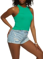 Womens Seamless Ribbed Racerback Tank Top, Green, Size S-M