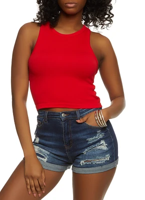 Womens Seamless Ribbed Racerback Tank Top, S-M
