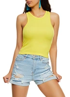 Womens Seamless Ribbed Racerback Tank Top, Yellow, Size S-M