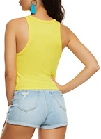 Womens Seamless Ribbed Racerback Tank Top, Yellow, Size S-M