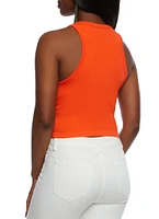 Womens Seamless Ribbed Racerback Tank Top, Orange, Size M-L