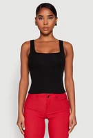 Womens Double Layer Square Neck Tank Top, S